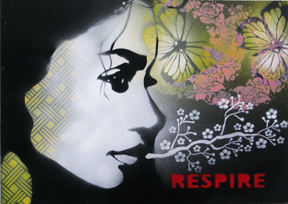 Peinture street art petit format Joséphine respire – KARO TRASS – 55 × 40 cm