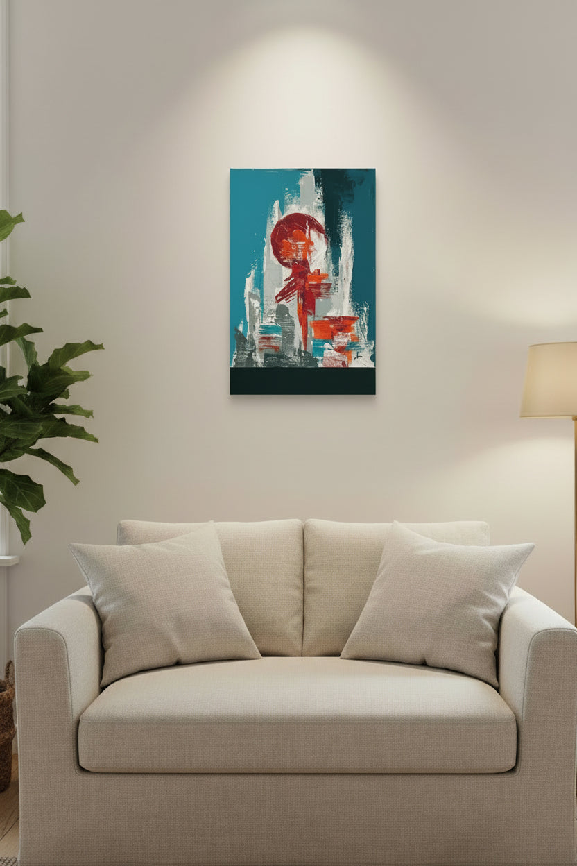 Peinture abstraite multicolore de Farid Amrar, acrylique sur toile, 40 x 60 cm