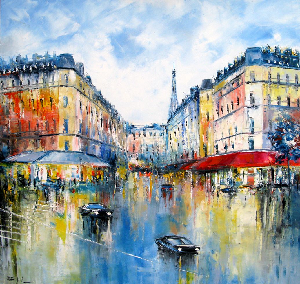 Tableau de PHIL a pour titre Les grands boulevards style figuratif dim : PHILprix:350