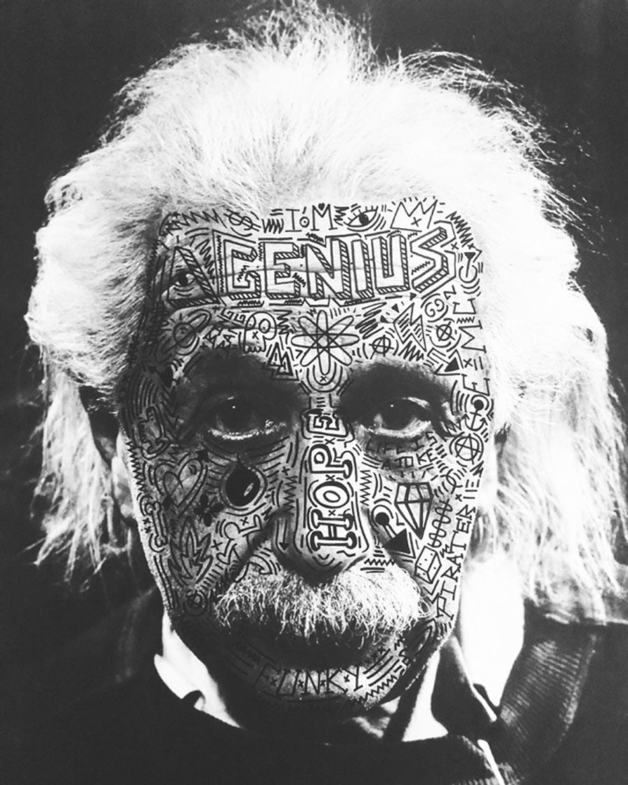 Photographie petit format blanc et noir GENIUS – RS ARTIST – 24 × 30 cm