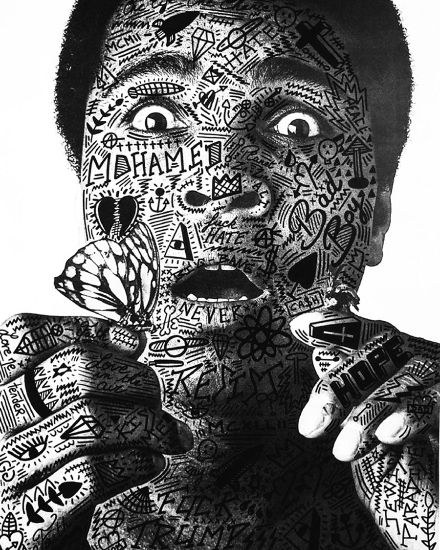Photographie petit format blanc et noir MOHAMED ALI – RS ARTIST – 24 × 30 cm