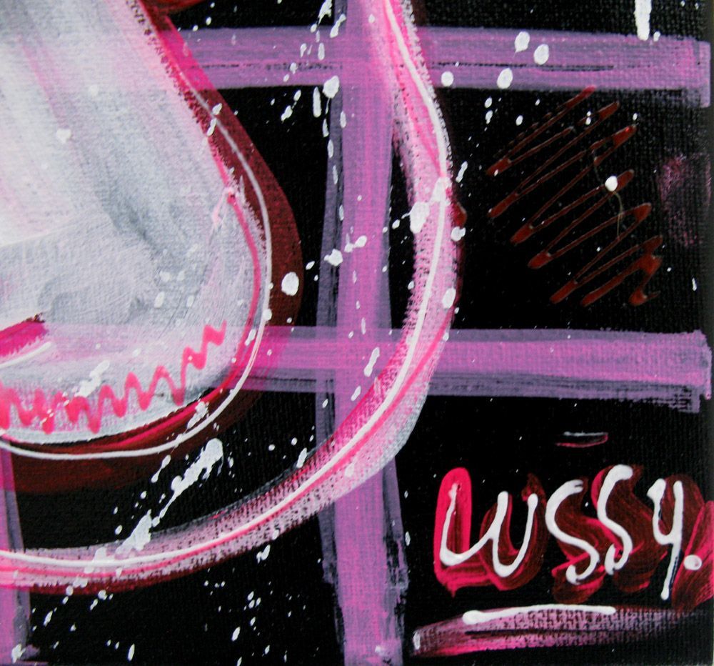 Tableau de LUSSY a pour titre pink cat 2 style graffiti, street pop art dim : LUSSYprix:110