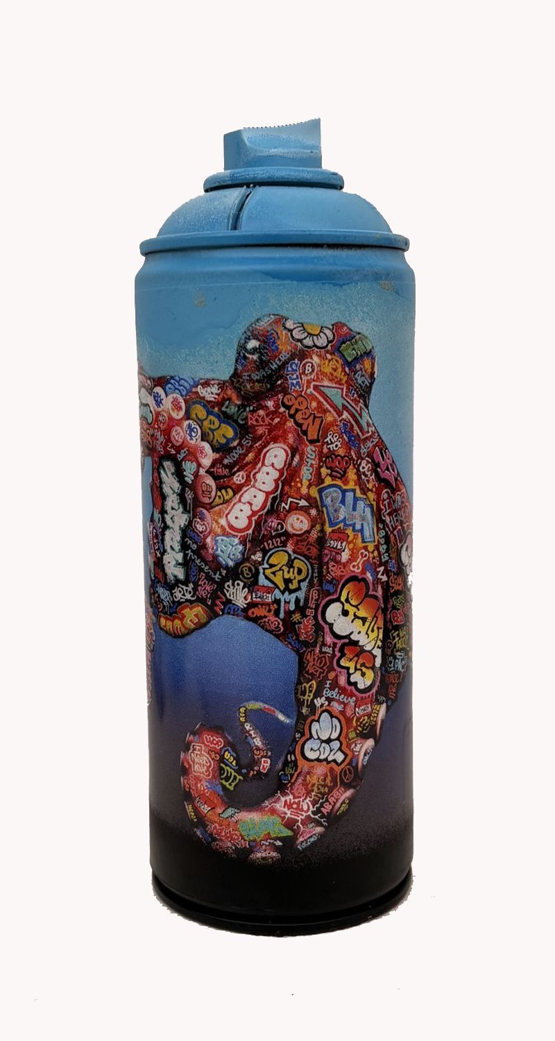 Sculpture de BLACH a pour titre Mini Bombe poulpe style street art dim : BLACHprix:50
