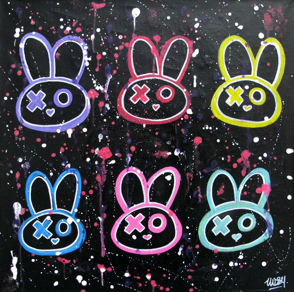 Tableau de LUSSY a pour titre rabbbit 6 style graffiti, street pop art dim : LUSSYprix:180