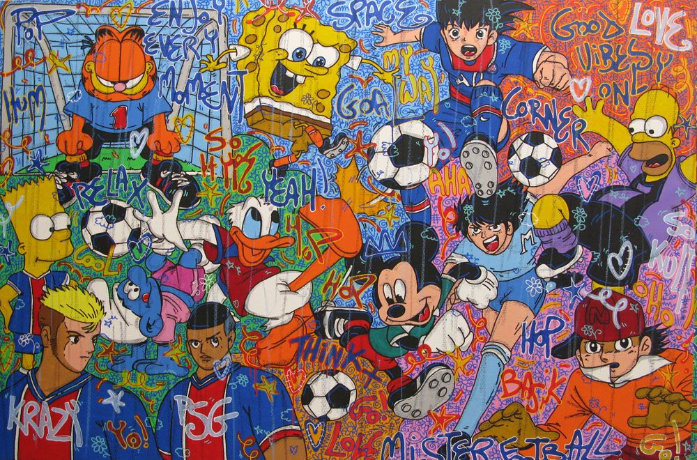 Tableau de RICO SAB a pour titre PSG Good Vibes style street pop art, street art dim : RICO SABprix:2200