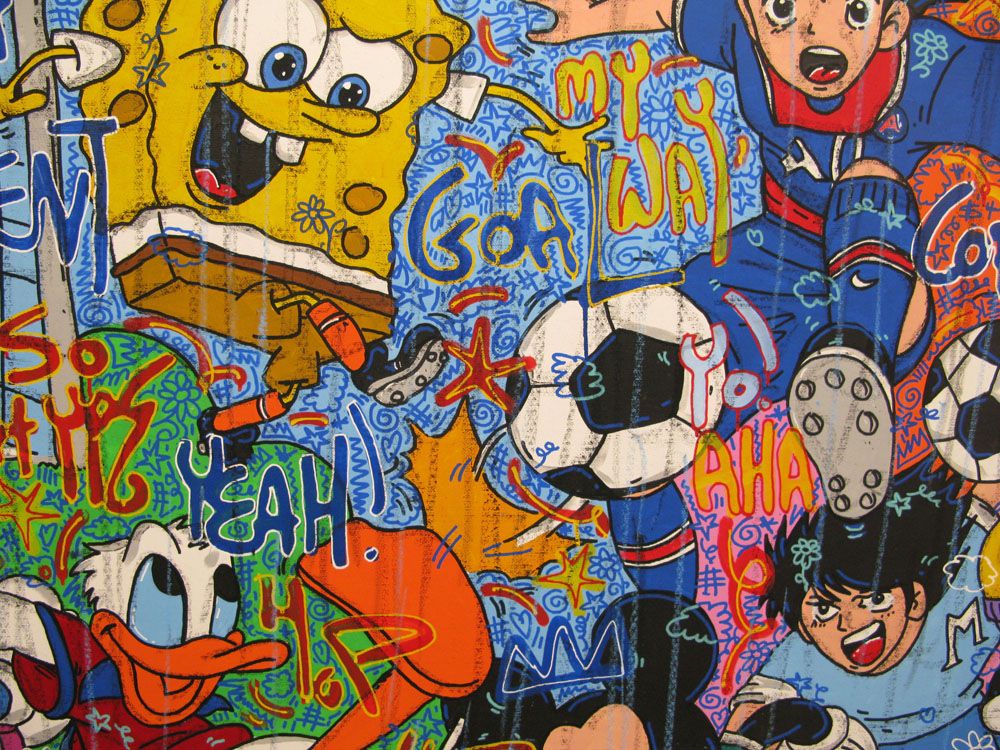 Tableau de RICO SAB a pour titre PSG Good Vibes style street pop art, street art dim : RICO SABprix:2200