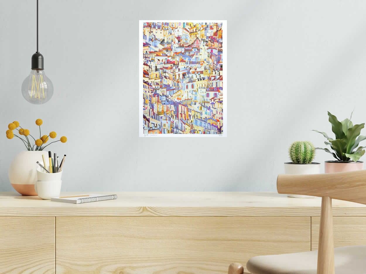 Risographie MOULINS (FRANCE) de GILLES INVERNIZZI dans un intérieur – 30 × 40 cm
