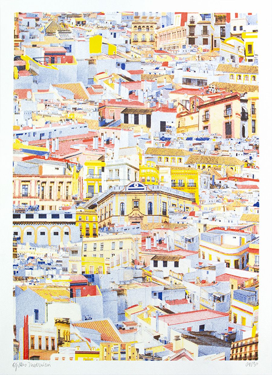 Risographie figuratif petit format SÉVILLE (ESPAGNE) – GILLES INVERNIZZI – 30 × 40 cm
