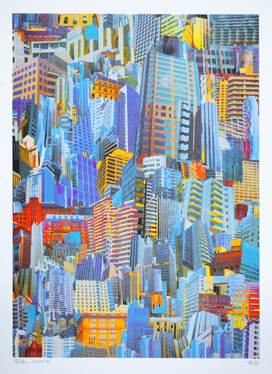 Risographie figuratif petit format SYDNEY (AUSTRALIE) – GILLES INVERNIZZI – 30 × 40 cm