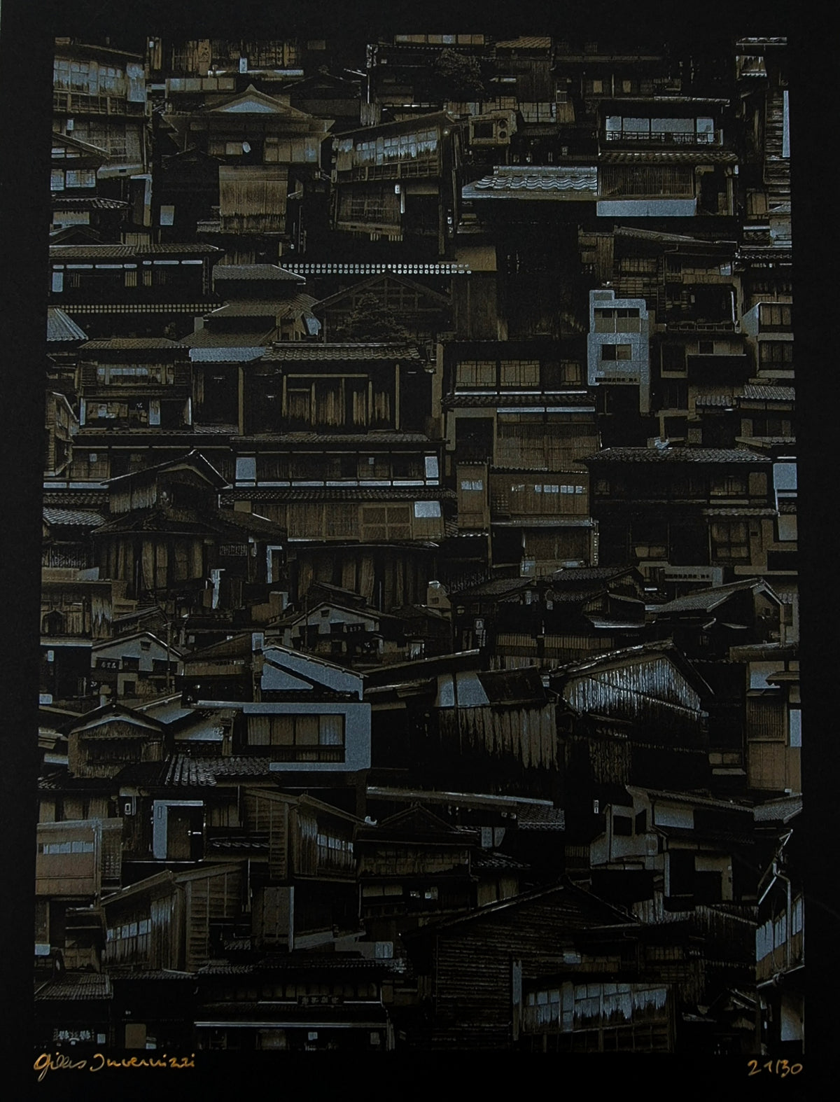 Risographie figuratif petit format noir KANAZAWA (JAPON) – GILLES INVERNIZZI – 30 × 40 cm