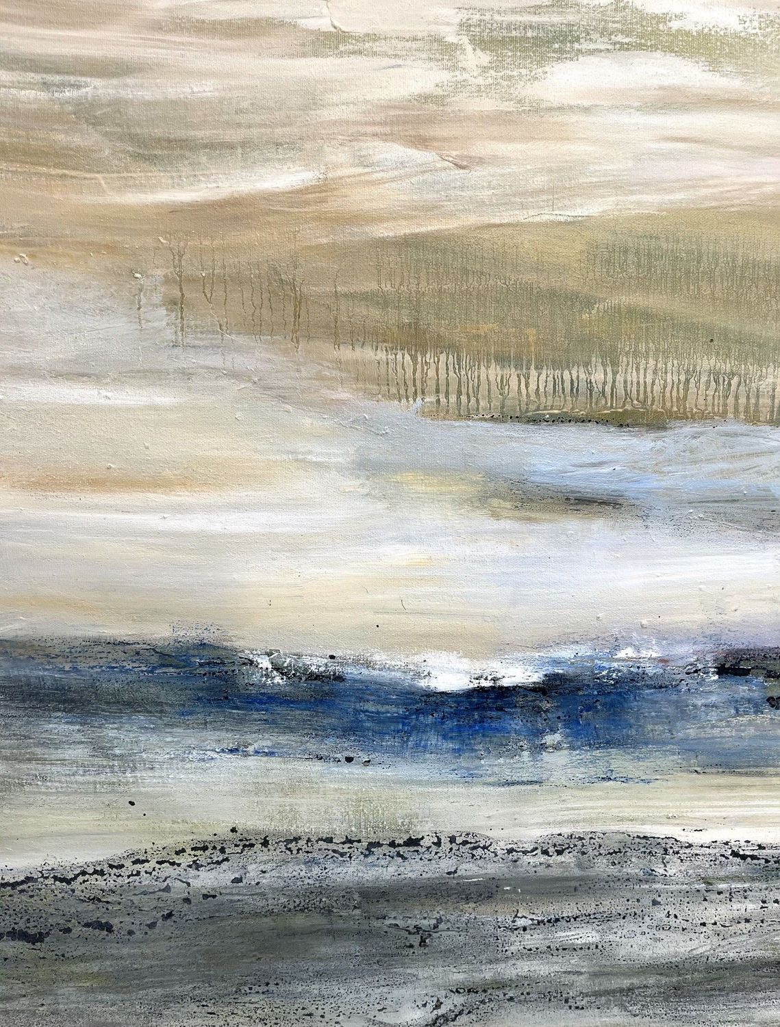 Tableau de PASCALE JACQUEMOND a pour titre Sables blancs style abstrait dim : PASCALE JACQUEMONDprix:850