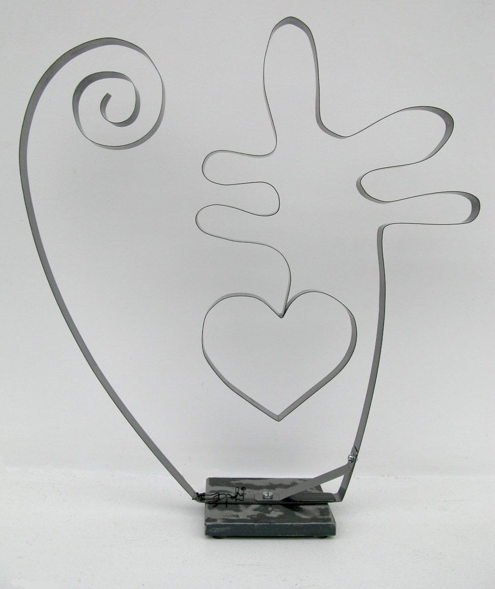 Sculpture figuratif petit format argent Coeur mobil – JPHI – 37 × 40 cm