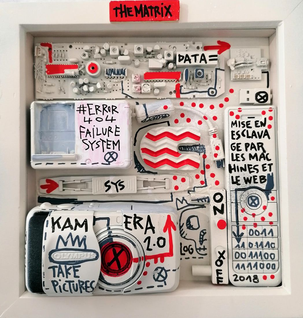 Sculpture graphique petit format THE MATRIX – TAREK – 24 × 24 cm