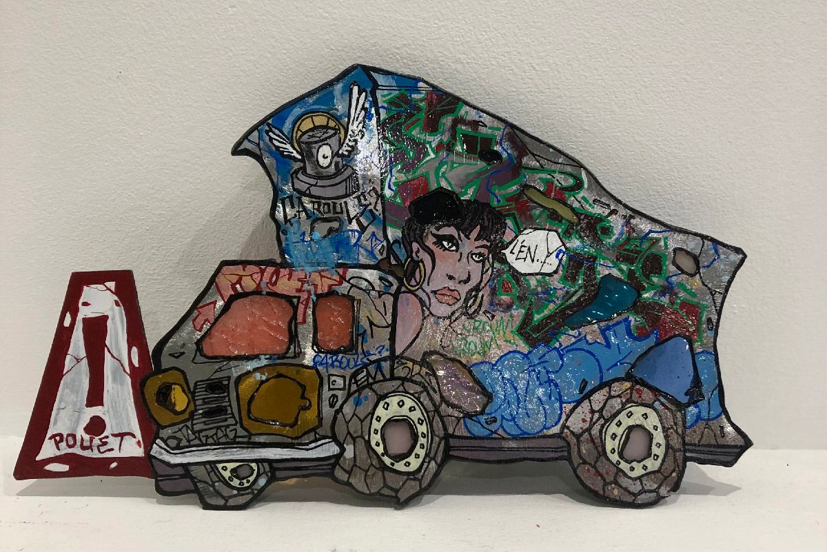 Sculpture mer petit format bleu EL CAMIONOS – EMER – 25 × 16 cm