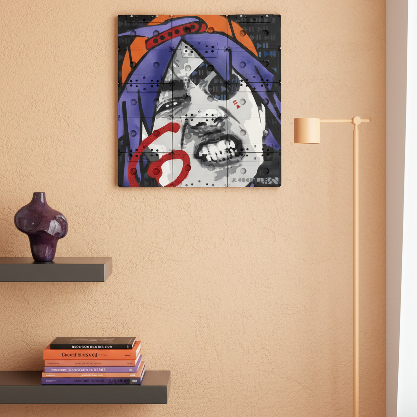 Sculpture Damon 2-D - Gorillaz de MR MELODY dans un intérieur – 30 × 32 cm