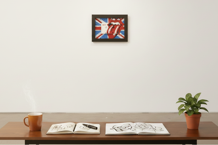 Sculpture Foreing Tongues - Rolling Stones de MR MELODY dans un intérieur – 15 × 20 cm