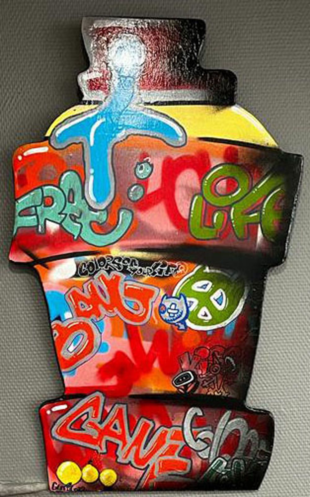 Sculpture street art moyen format WOODIES 2 – GUTI – 71 × 42 cm