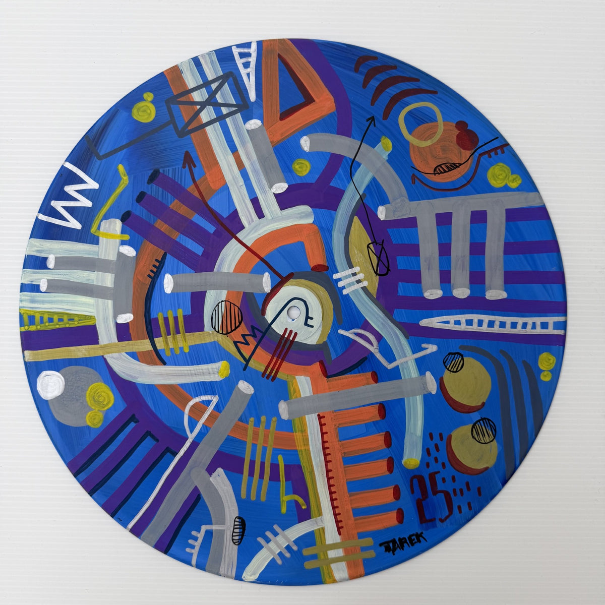 Sculpture urbain petit format bleu Vinyl Geometric – TAREK – 30 × 30 cm