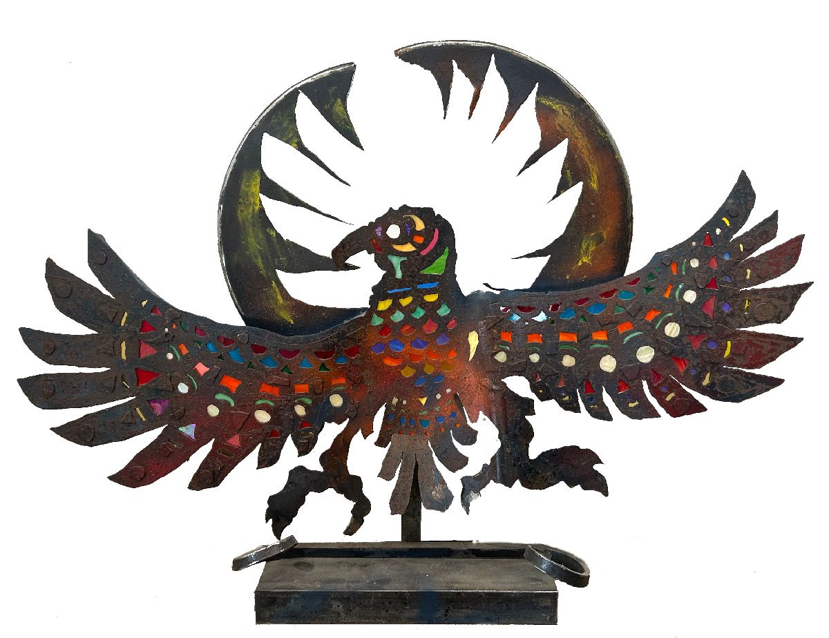Sculpture de EMER a pour titre Oiseau métal style graphique dim : EMERprix:1400