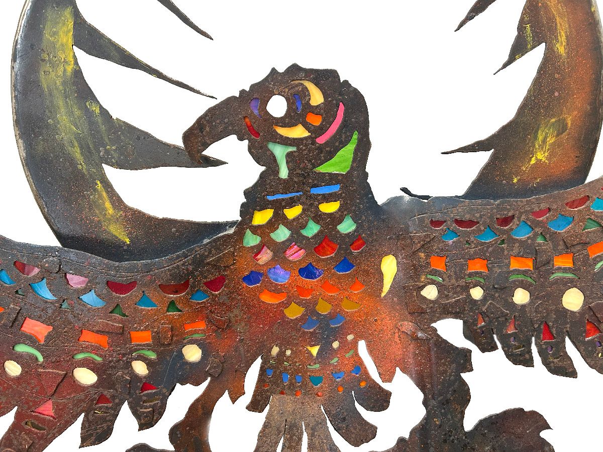 Sculpture de EMER a pour titre Oiseau métal style graphique dim : EMERprix:1400