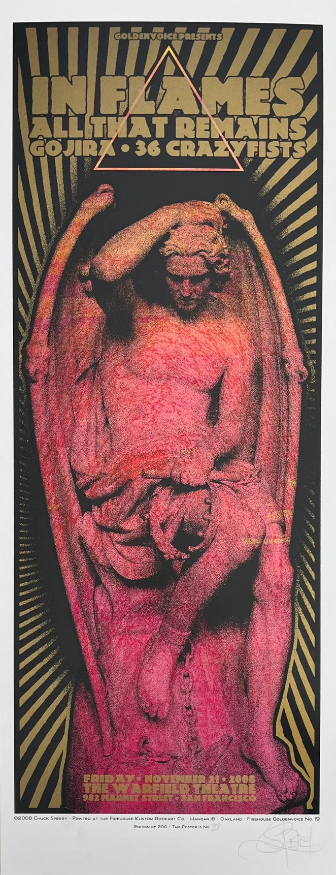 Serigraphie archives chuck sperry moyen format or et rose IN FLAMES 2008 – CHUCK SPERRY – 67 × 26 cm