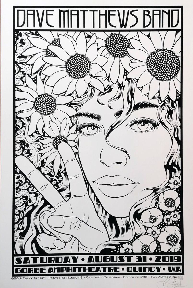 Serigraphie figuratif moyen format blanc et noir DAVE MATTHEWS HARMONIA test BW – CHUCK SPERRY – 53 × 83 cm
