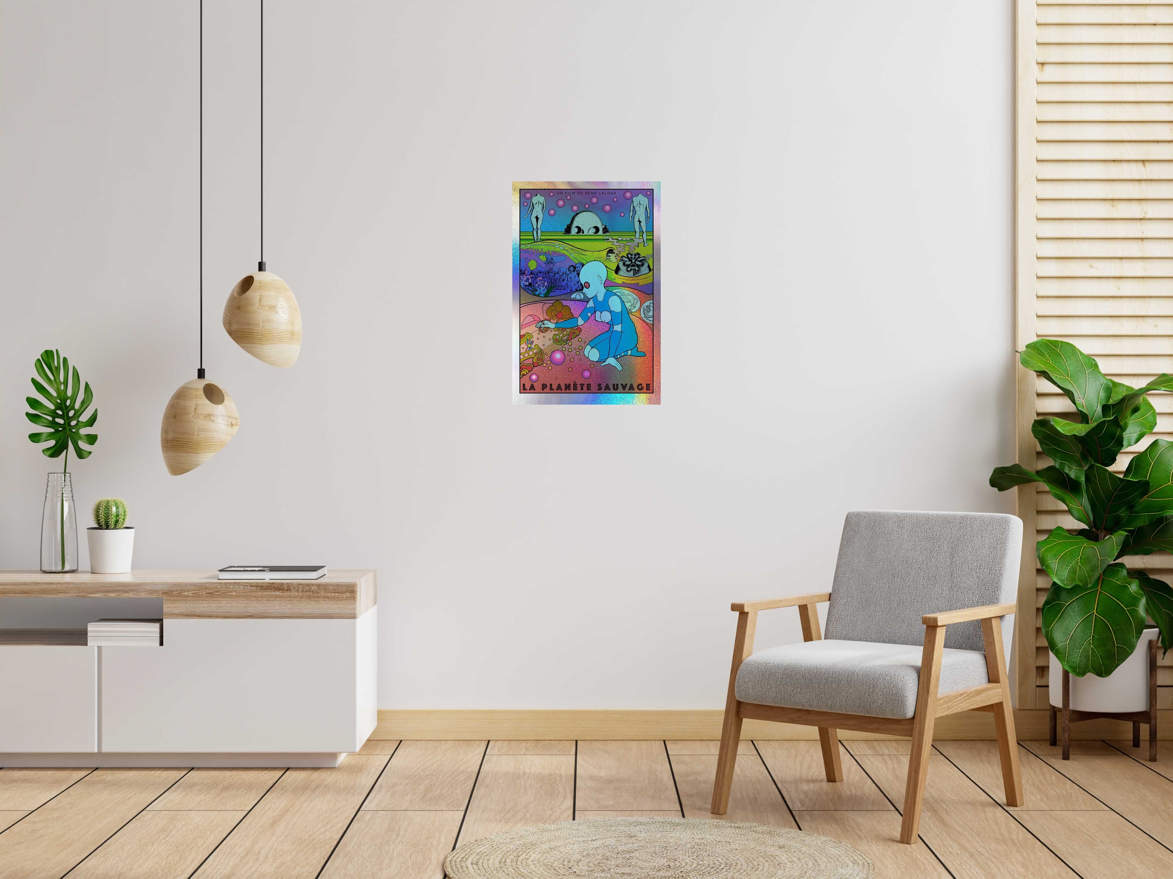 Serigraphie FANTASTIC PLANET sparkle AP de CHUCK SPERRY dans un intérieur – 50 × 76 cm