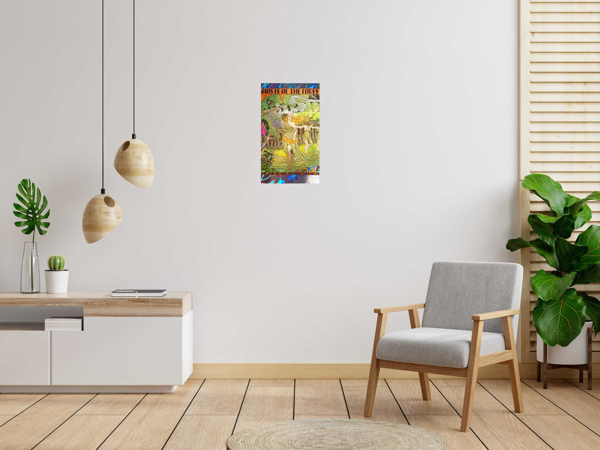 Serigraphie GHOSTS OF THE FOREST lava AP de CHUCK SPERRY dans un intérieur – 52 × 89 cm