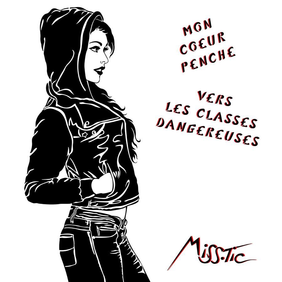 Serigraphie figuratif moyen format MON CŒUR PENCHE VERS LES CLASSES DANGEREUSES – MISS TIC – 50 × 50 cm