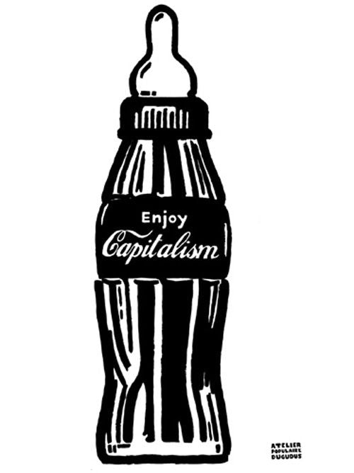 Serigraphie graphique moyen format noir ENJOY CAPITALISM – DUGUDUS – 40 × 60 cm