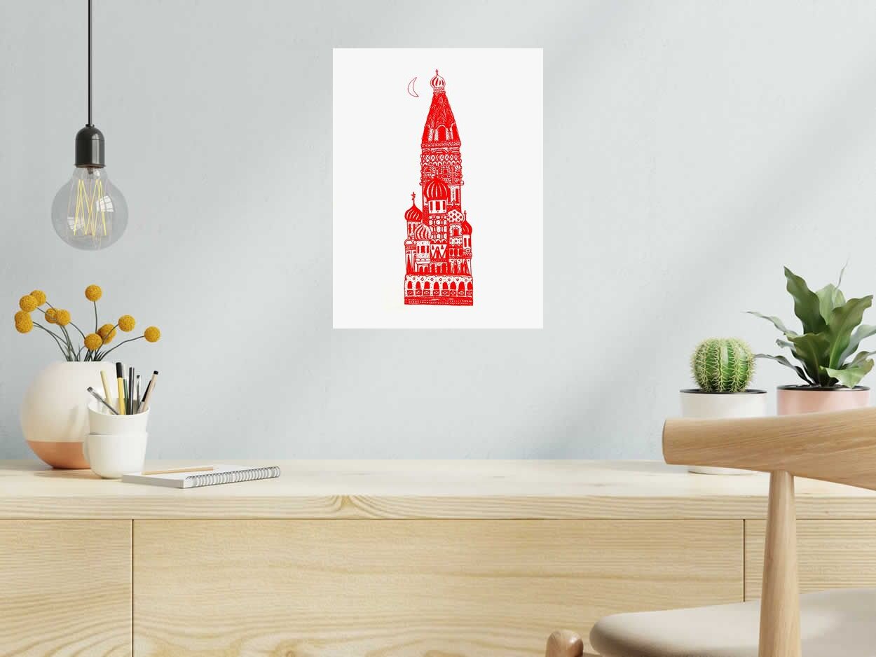Serigraphie SOVIET de JIBE dans un intérieur – 30 × 40 cm