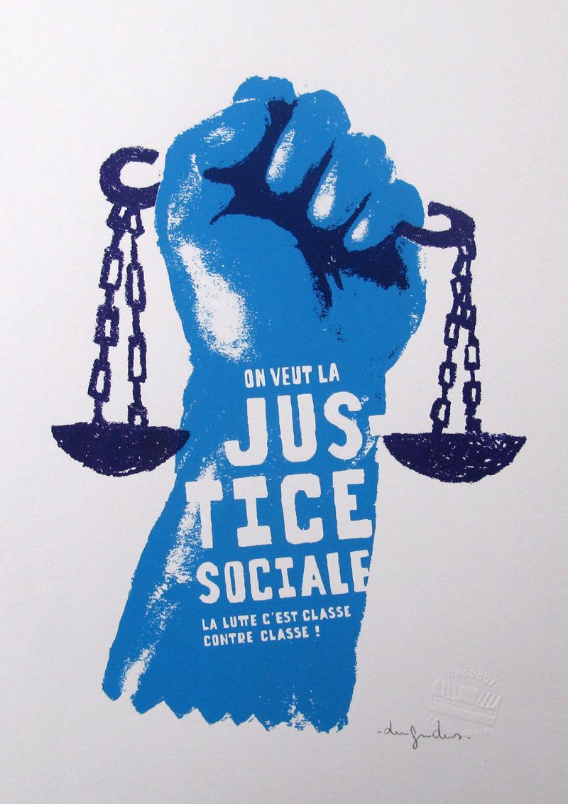 Serigraphie graphique petit format vert justice sociale – DUGUDUS – 21 × 29 cm