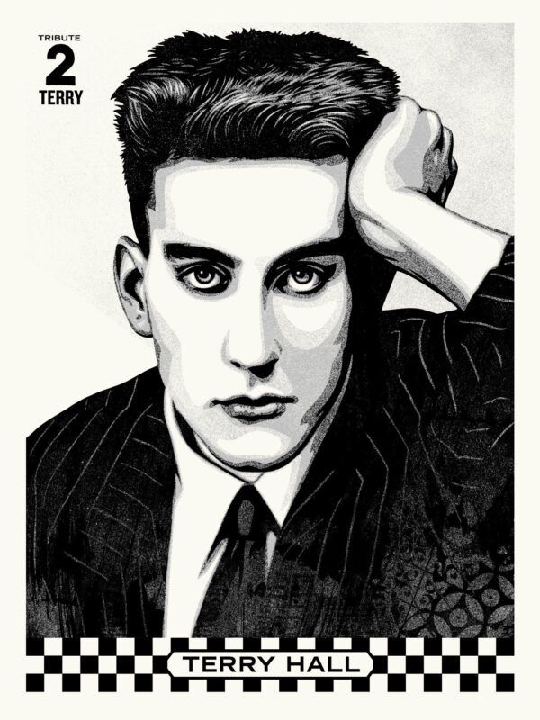 Serigraphie street art moyen format noir Terry hall Tribute – OBEY : SHEPARD FAIREY – 46 × 61 cm