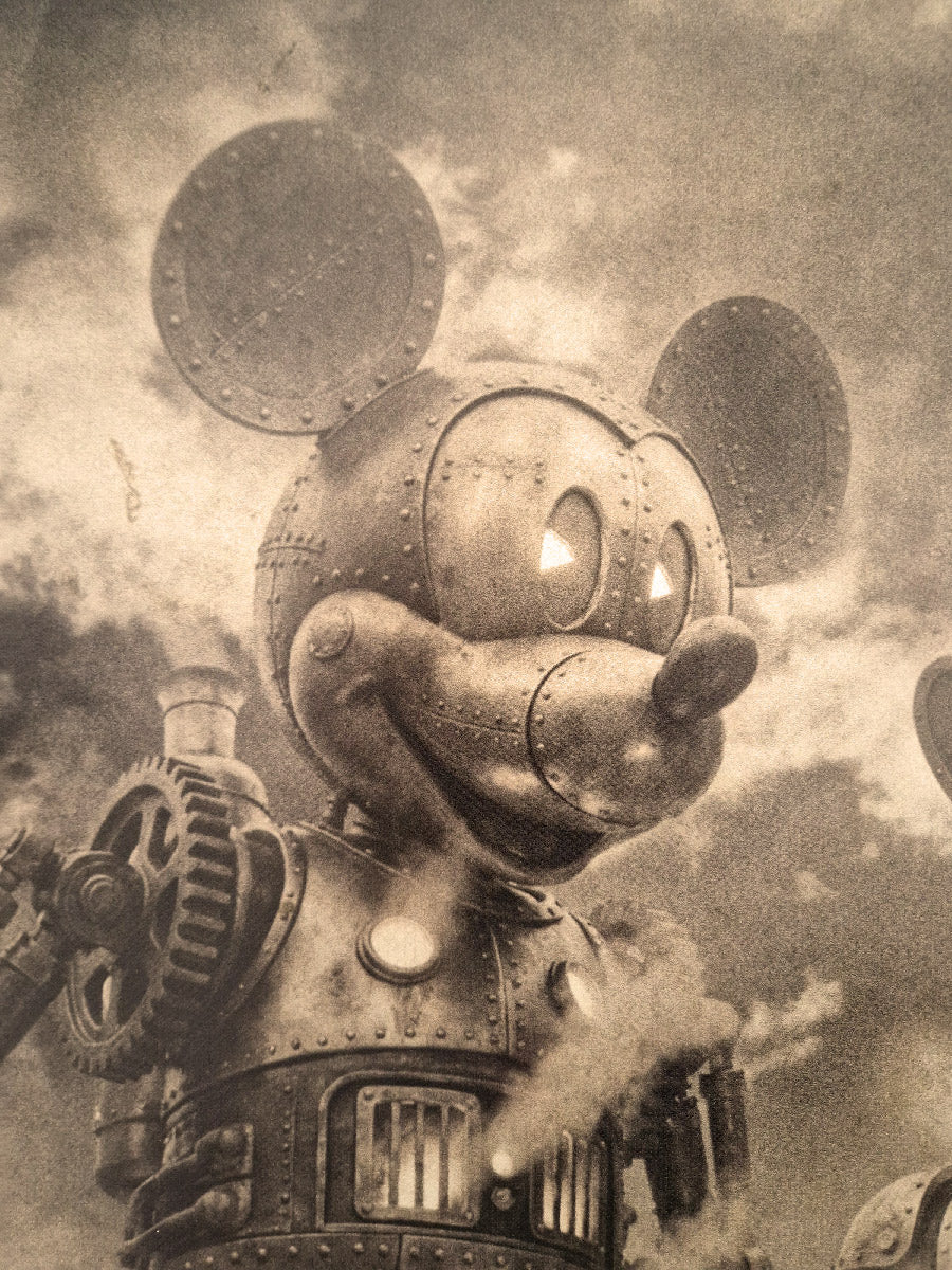 Serigraphie Mickey@PlaceRépublique/Lyon de REMY POSCAR dans un intérieur – 90 × 60 cm