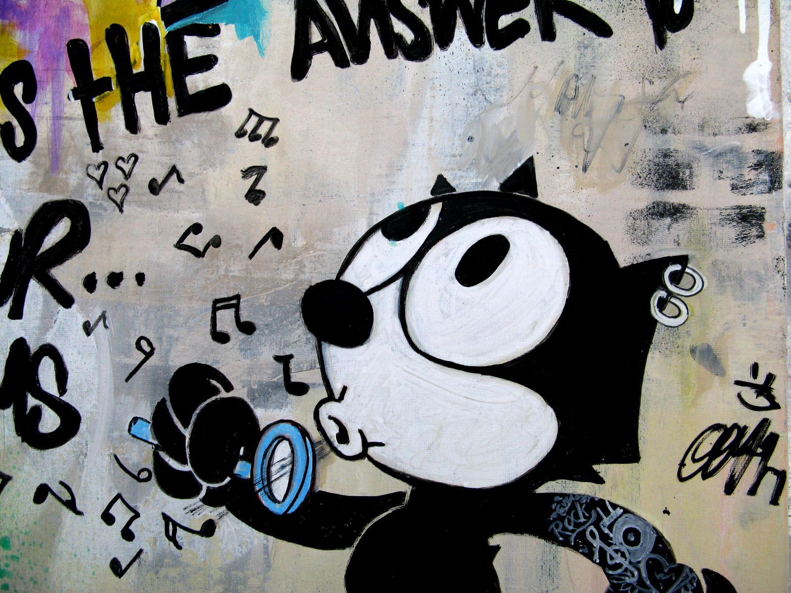 Tableau de PATRICIA GADISSEUR a pour titre Music is the answer style street pop art, graffiti dim : PATRICIA GADISSEURprix:320