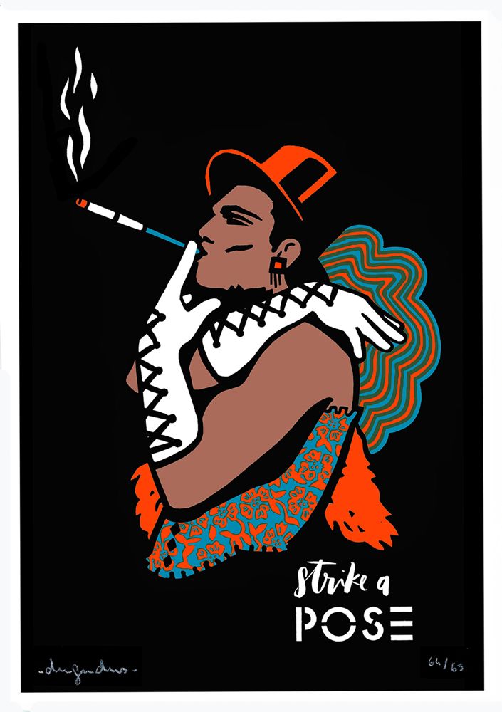 Editions d'art de DUGUDUS a pour titre STRIKE A POSE FLUO style graphique dim : DUGUDUSprix:70