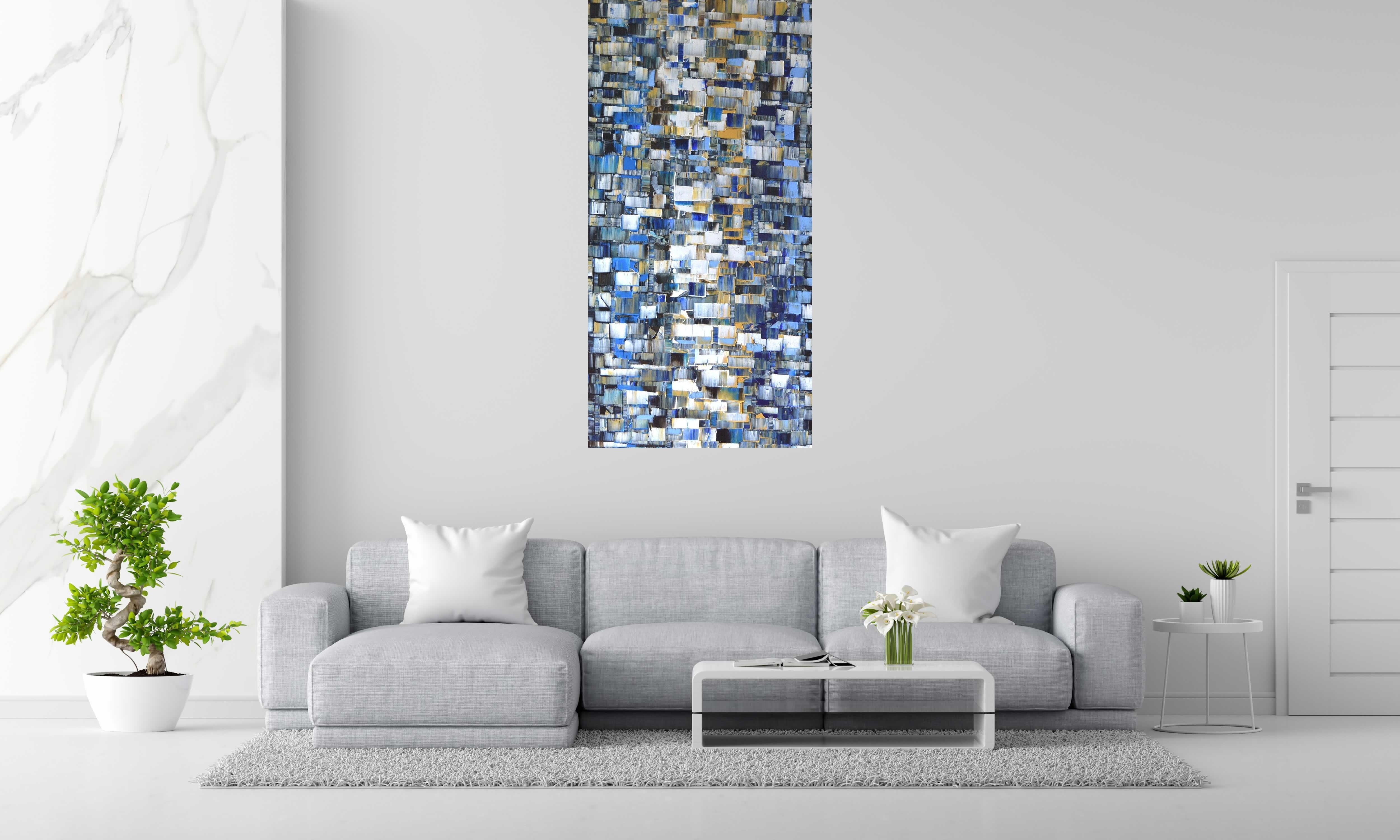 Tableau PEINTURE 02-2022-17 de ALAIN BECANNE dans un intérieur – 160 × 80 cm