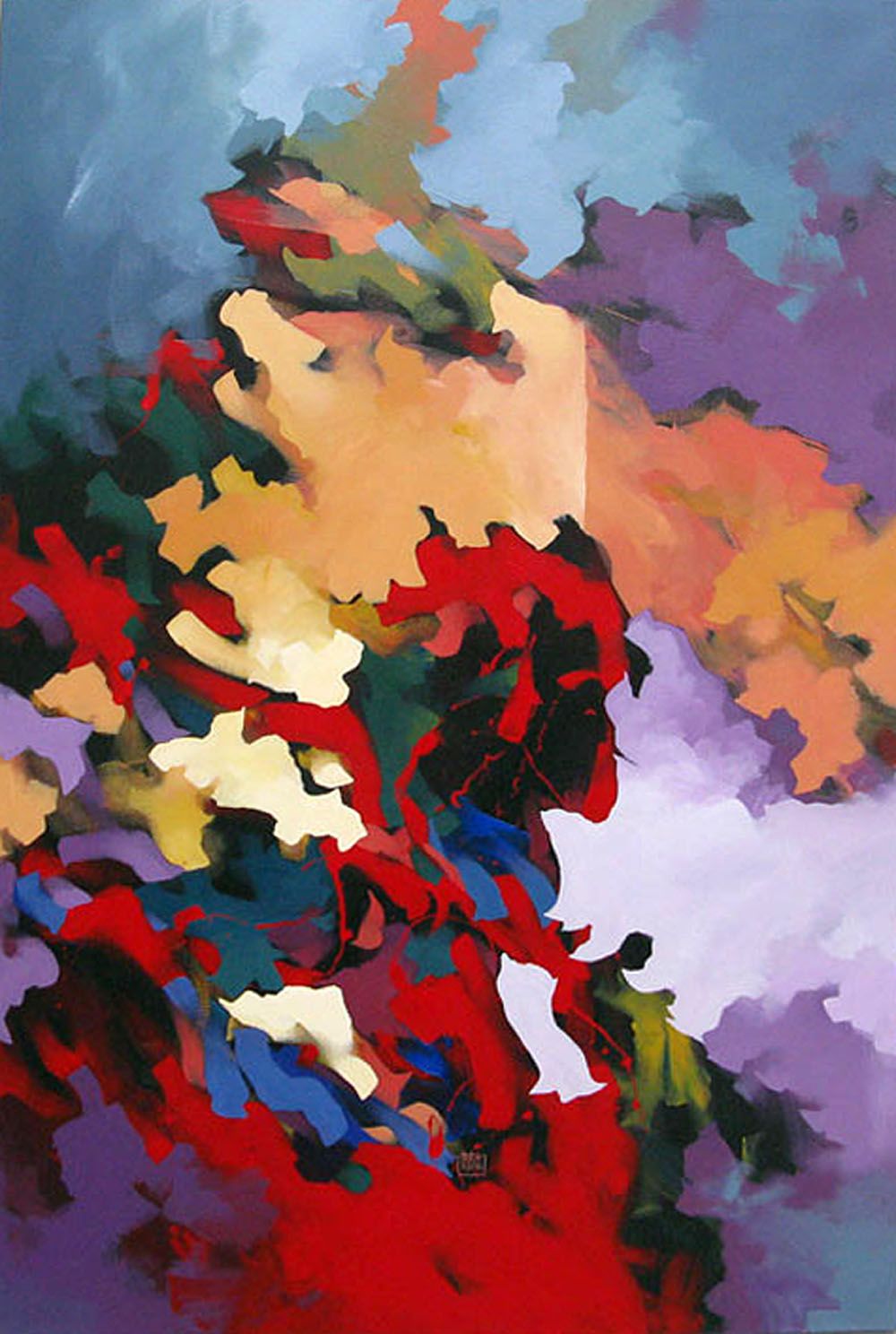 Tableau abstrait format xxl LE CHEVAL D'ORGUEIL – BRUNEAU – 116 × 73 cm