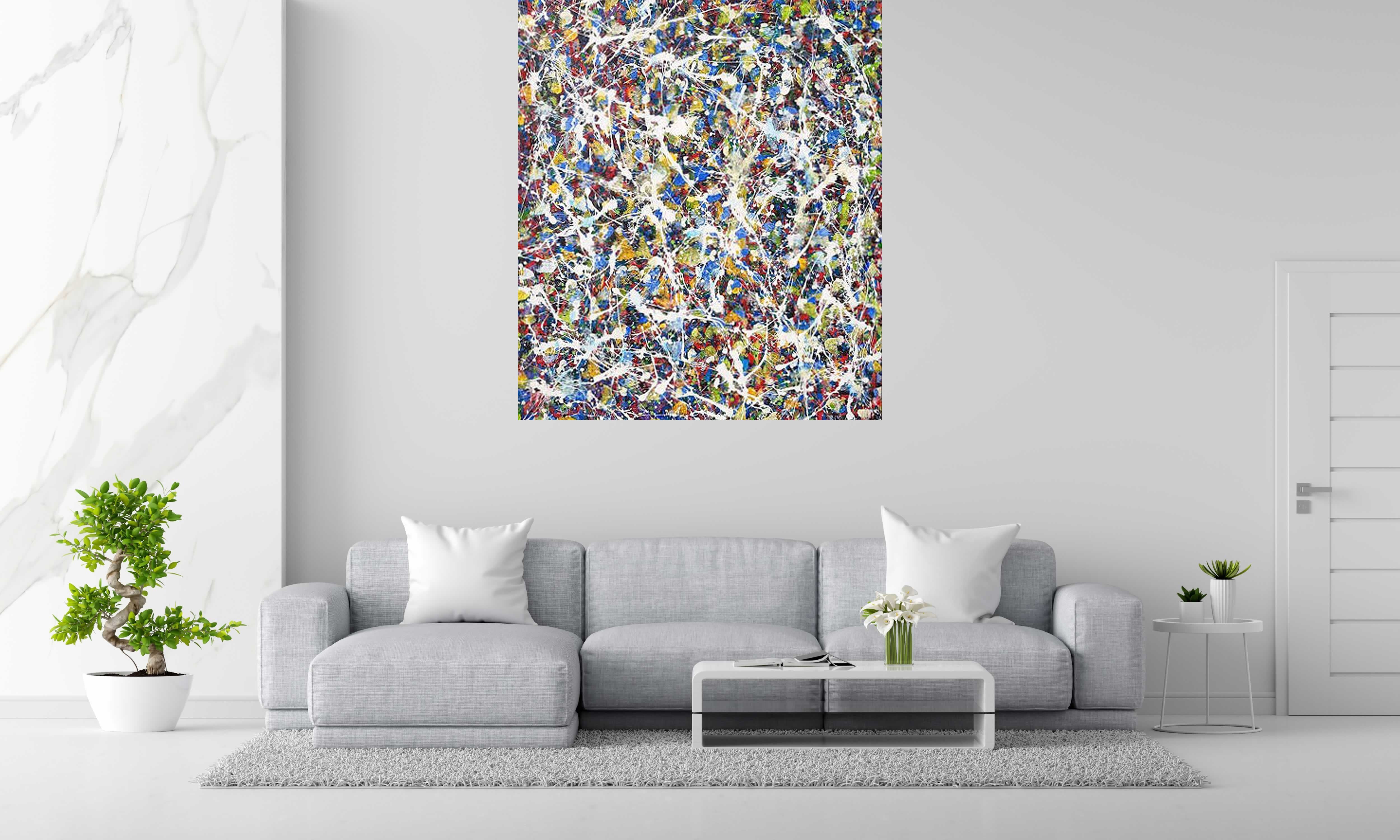Tableau NONAME COSMOS N°5 2019 de STEPHANE RIME dans un intérieur – 150 × 130 cm