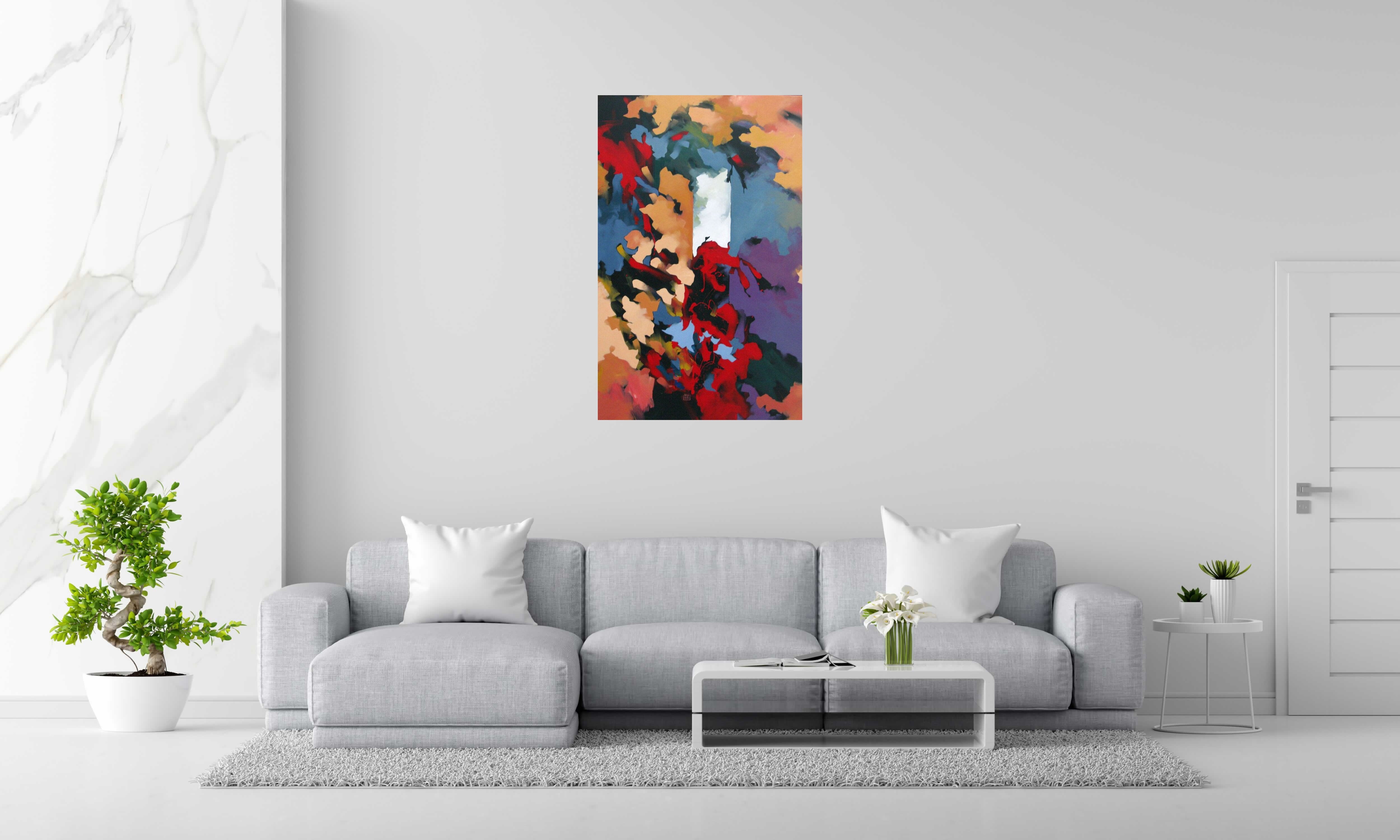 Tableau AR-MEN de BRUNEAU dans un intérieur – 116 × 73 cm