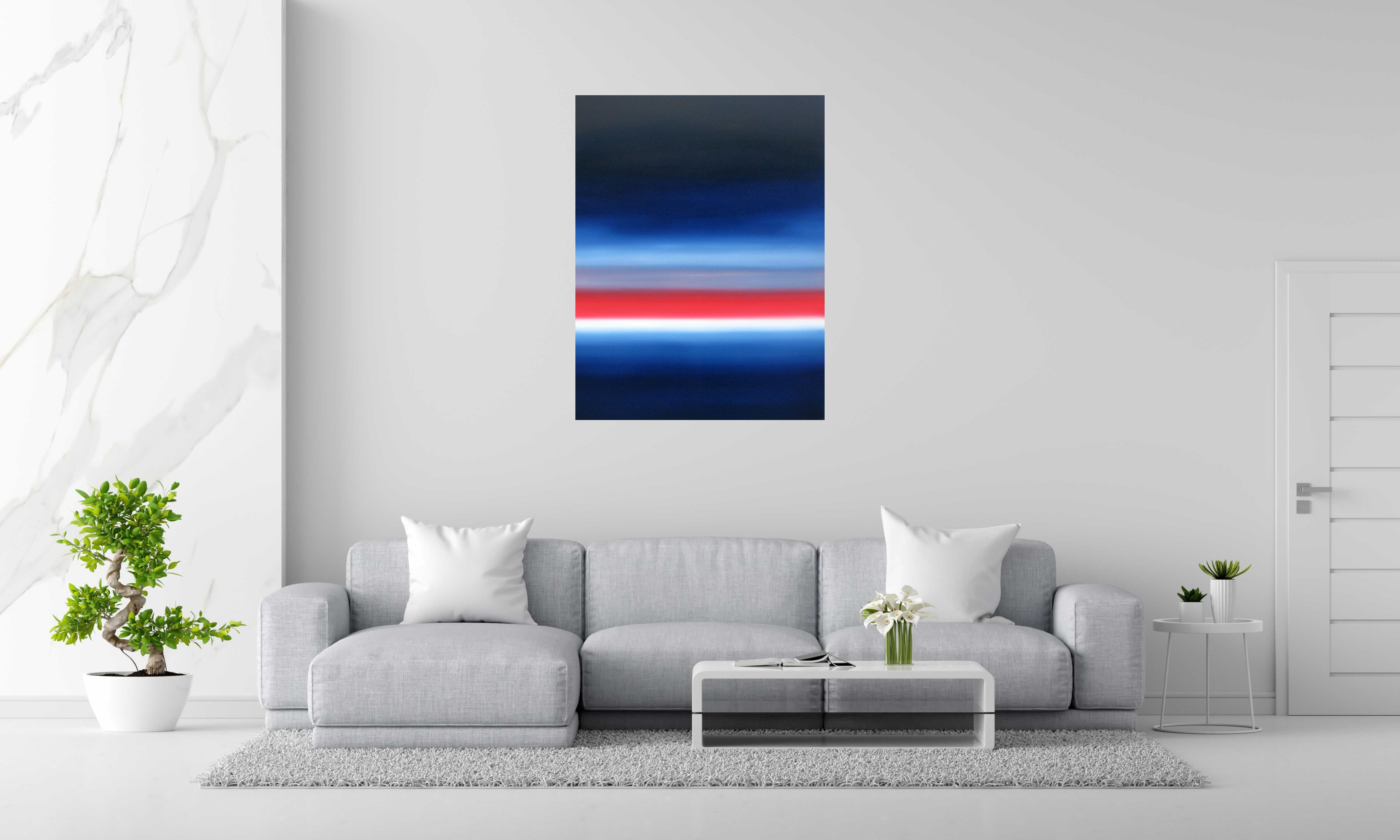 Tableau MICHIGAN LAKE XXIII de ELISE BARAT dans un intérieur – 116 × 89 cm