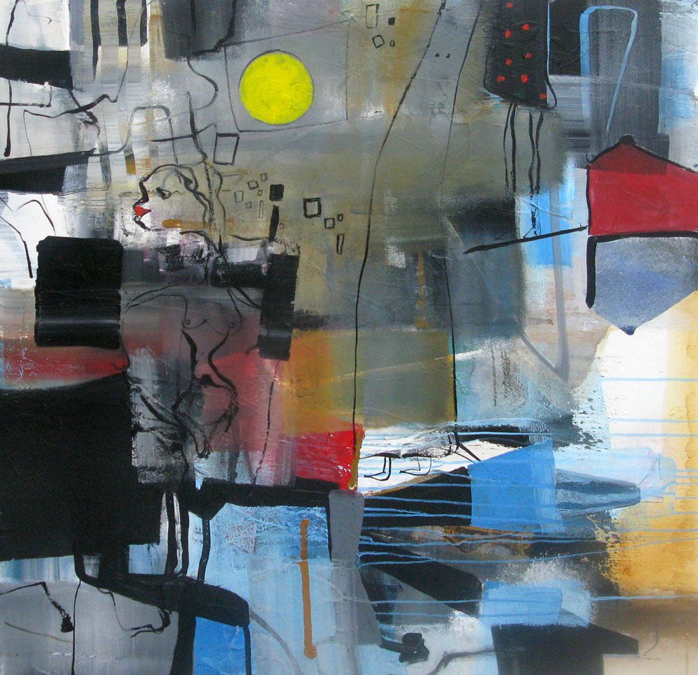 Tableau abstrait grand format PENSEES IMBRIQUEE 1 – JIHEM – 100 × 100 cm