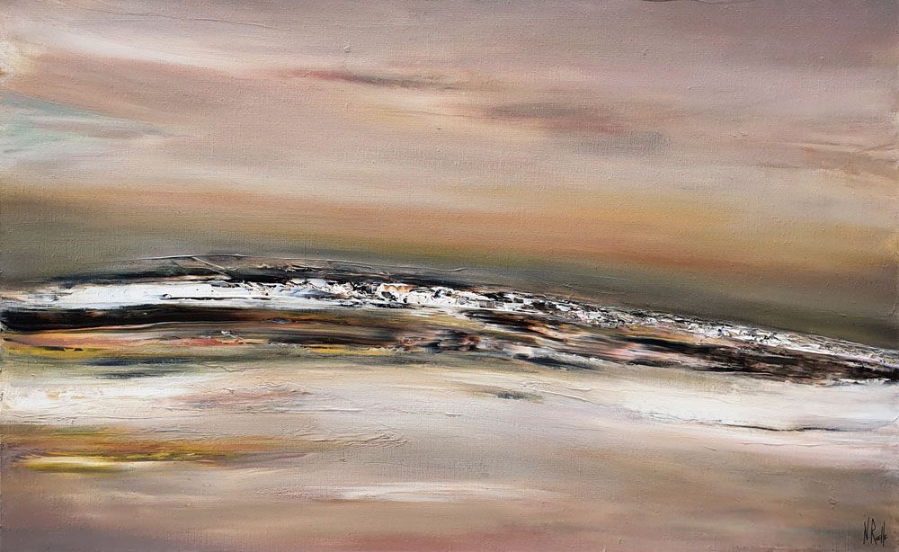 Tableau abstrait grand format POUR UN PAYS LOINTAIN – RUELLE NICOLAS – 81 × 130 cm