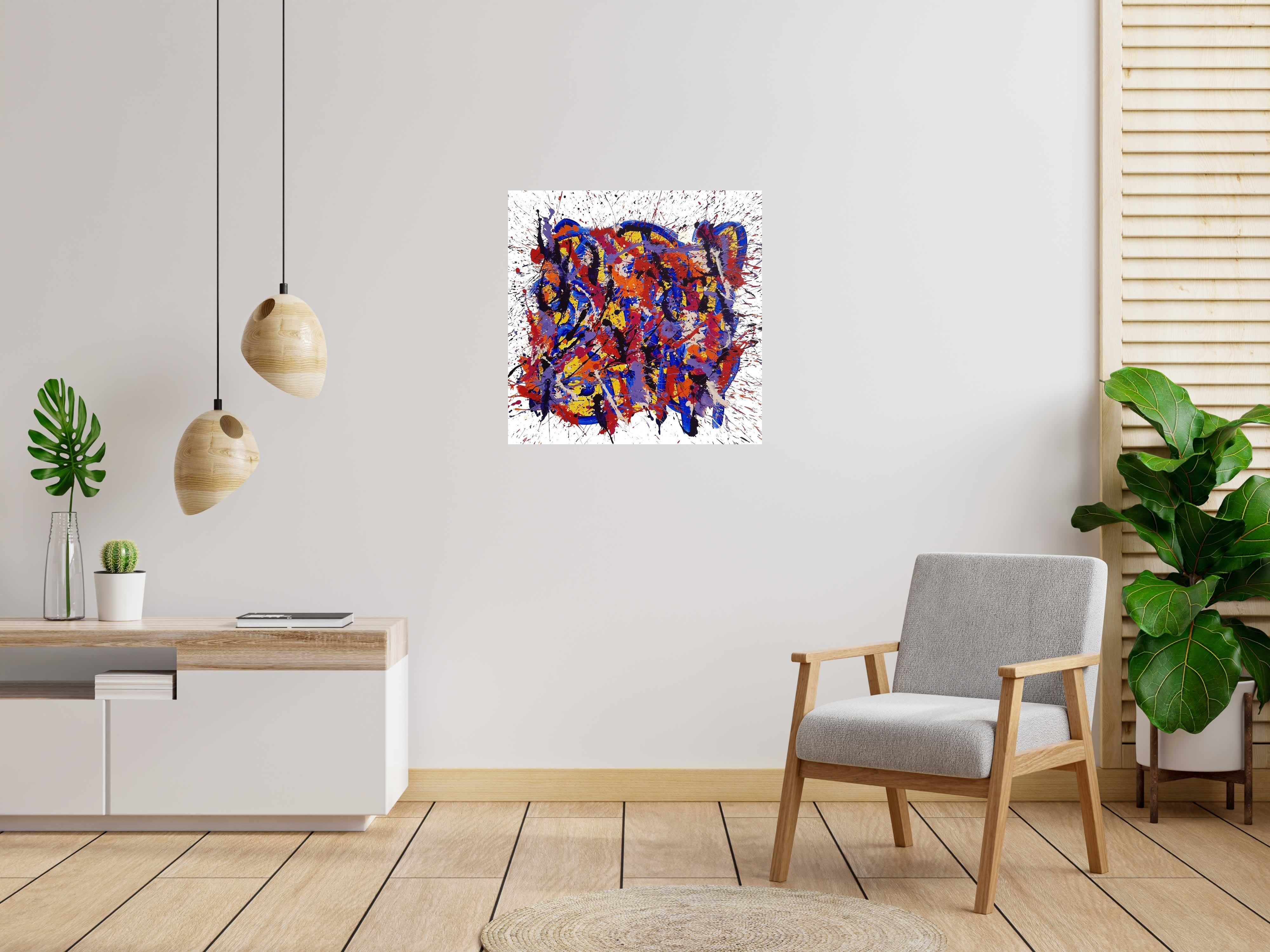Tableau noname n°A68 de STEPHANE RIME dans un intérieur – 80 × 80 cm