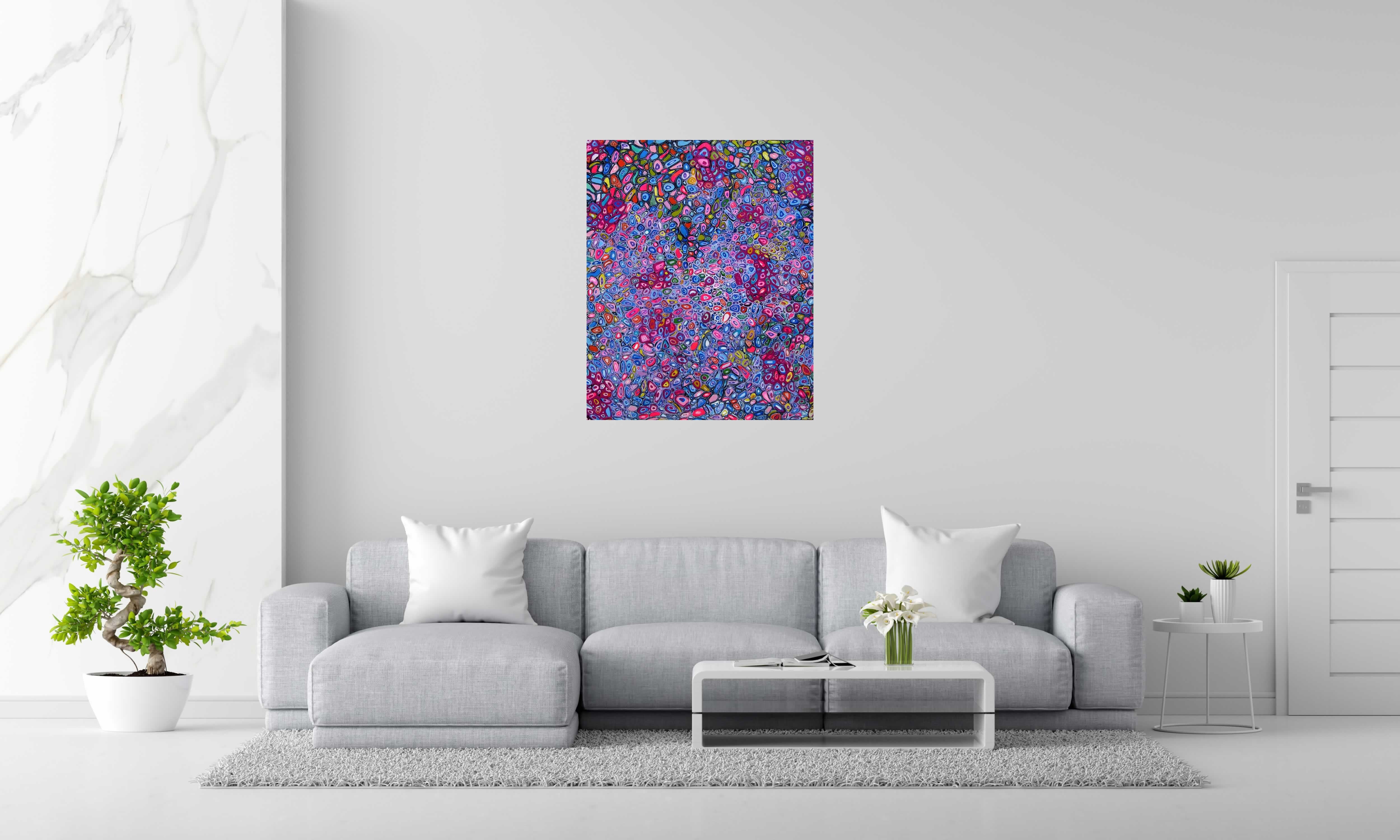 Tableau MICROCOSMES 14 de JAVIER RAMIREZ dans un intérieur – 100 × 81 cm