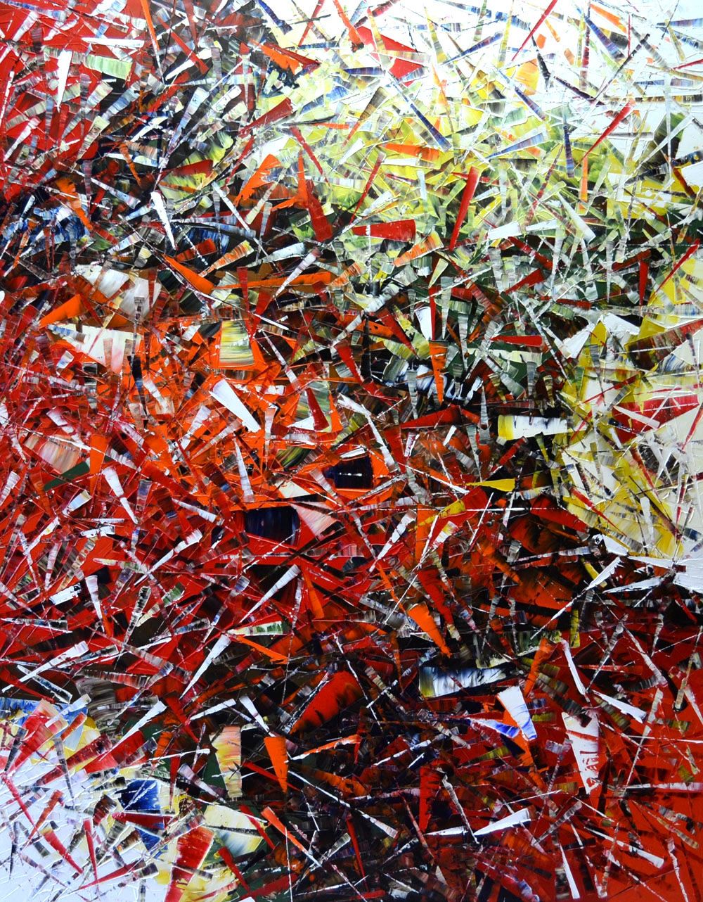 Tableau abstrait grande taille rouge PEINTURE 11-2020-110 – ALAIN BECANNE – 146 × 114 cm