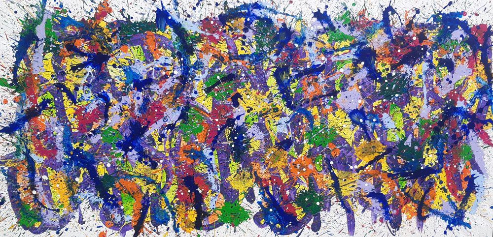 Tableau abstrait grande taille NONAME A49 – STEPHANE RIME – 100 × 200 cm
