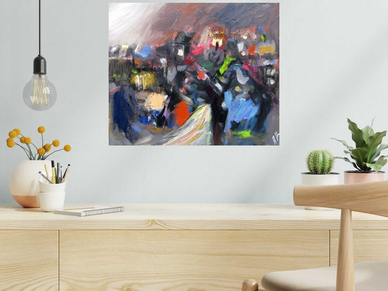 Tableau SELO -M2 de IVAN TZONEV dans un intérieur – 46 × 55 cm