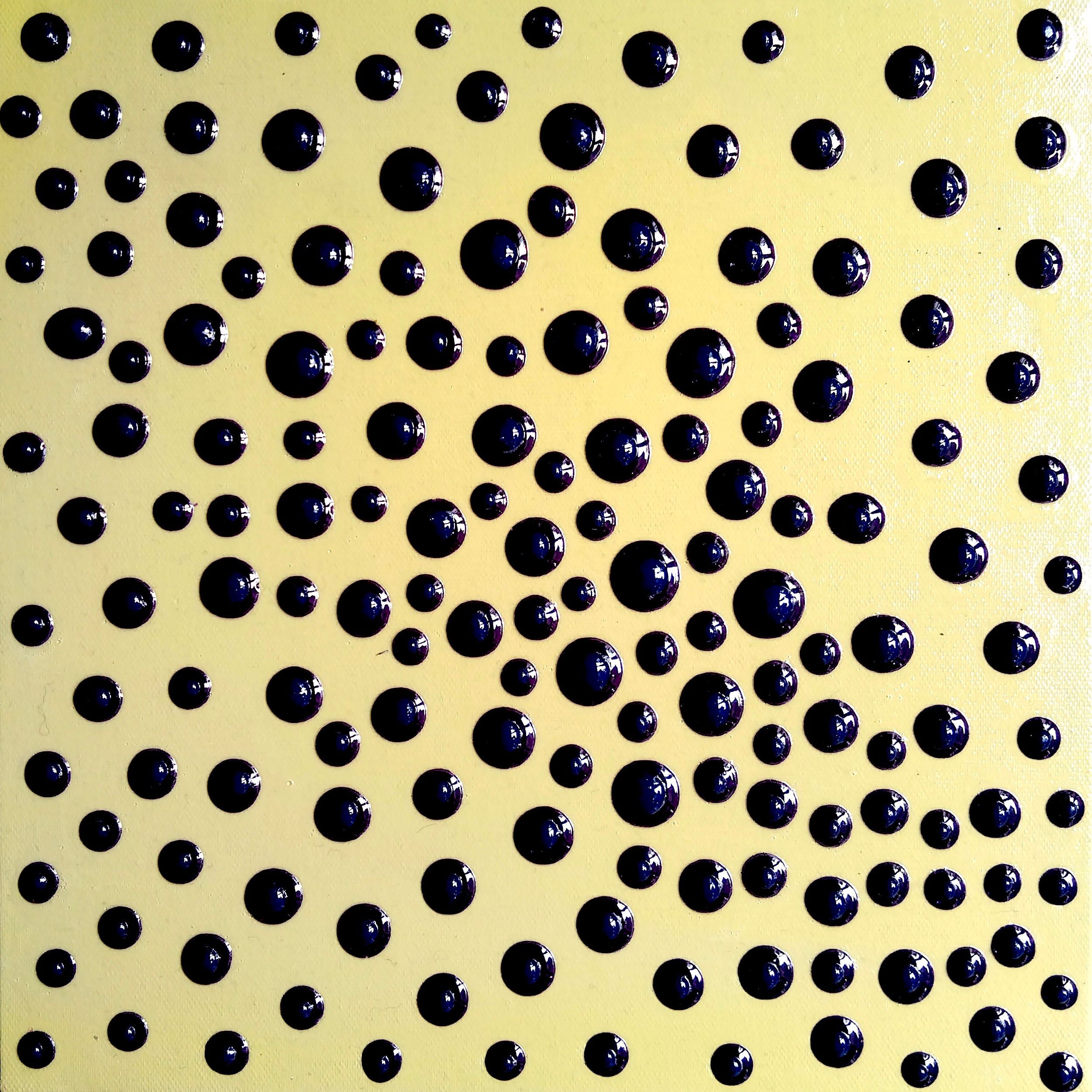 Tableau abstrait petit format jaune FUN 2 – NASH – 30 × 30 cm