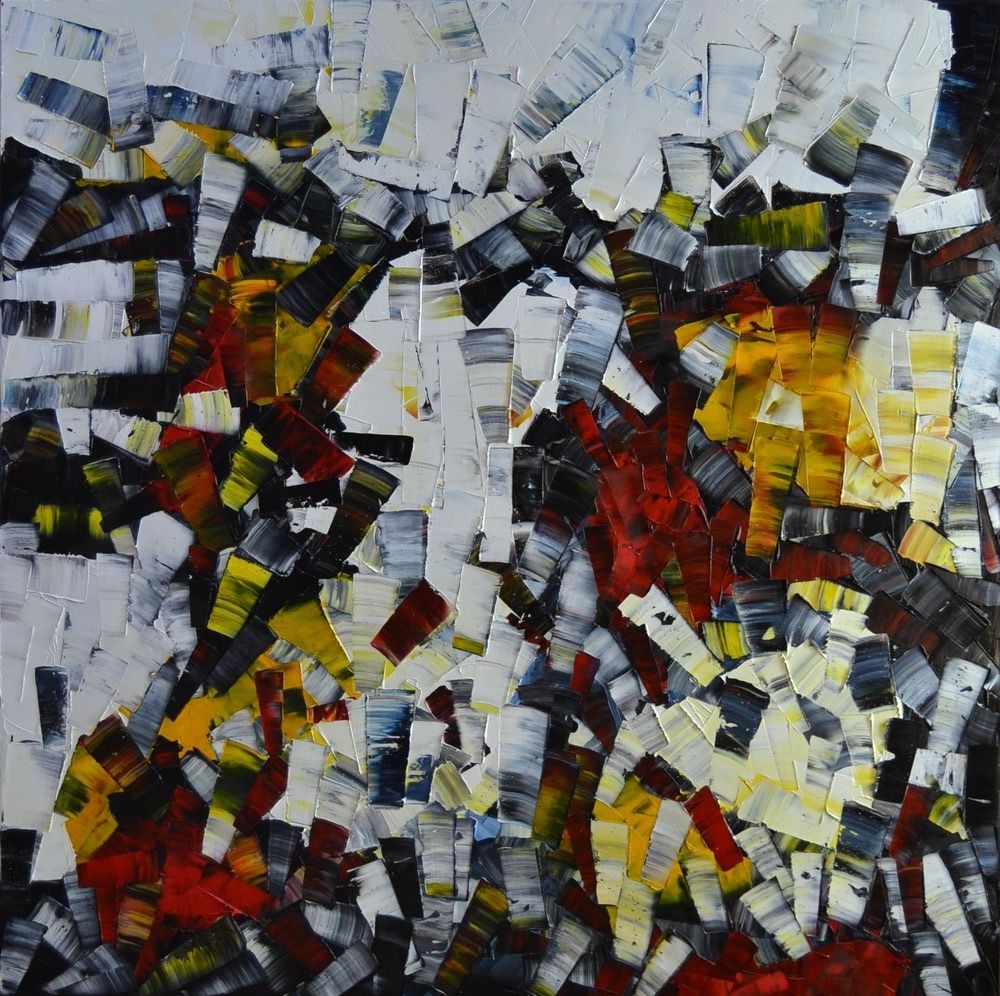 Tableau abstrait très grand format Peinture abstraite 04-2025-27 – ALAIN BECANNE – 120 × 120 cm